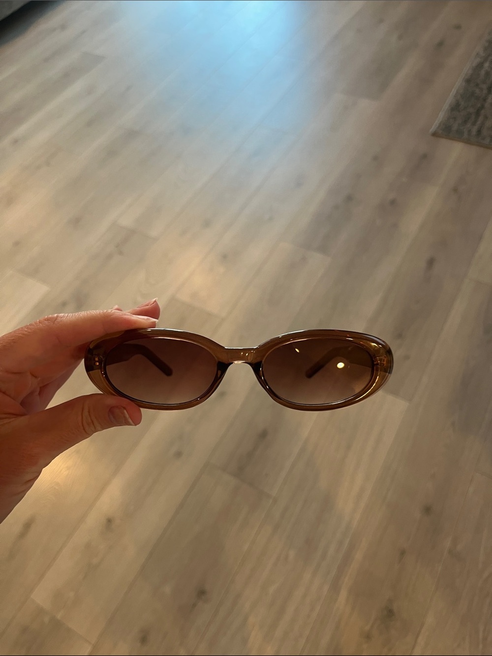 Zara Brown Oval Sunglasses with Brown Gradient Lenses